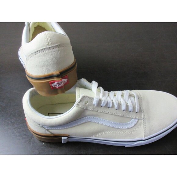 Vans Women's Old Skool Gum Block Classic White Canvas Suede shoes Sizes NIB - Picture 3 of 5